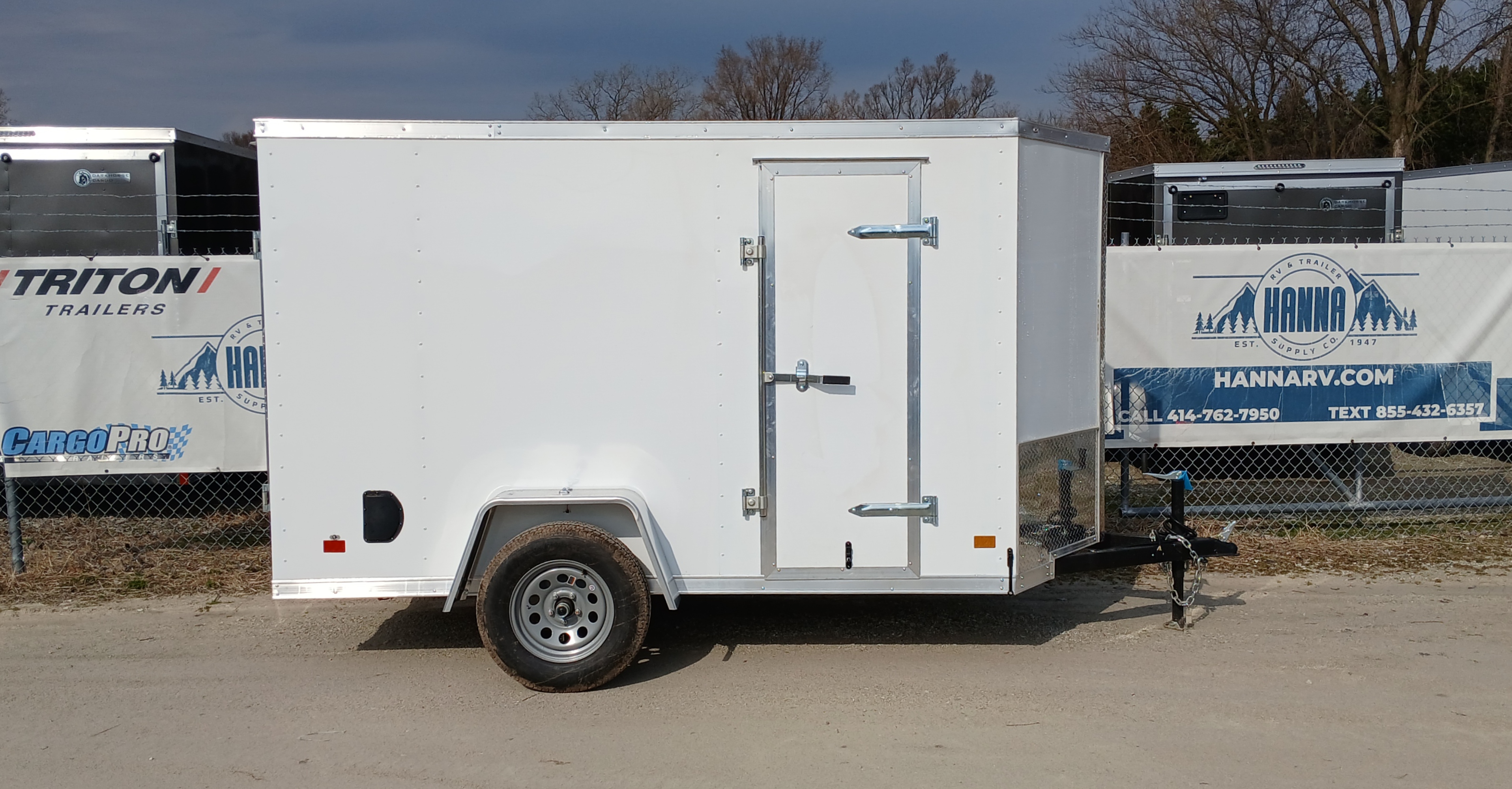 DarkHorse 5X10 Wedge Nose Single Axle Steel Cargo Trailer with Ramp Door- 2500 Series- White
